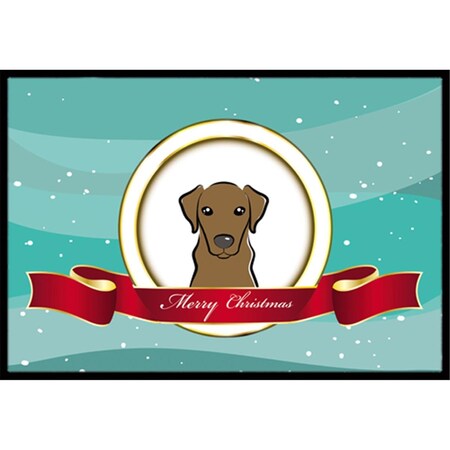 Carolines Treasures Carolines Treasures BB1544MAT Chocolate Labrador Merry Christmas Indoor & Outdoor Mat; 18 x 27 in. BB1544MAT